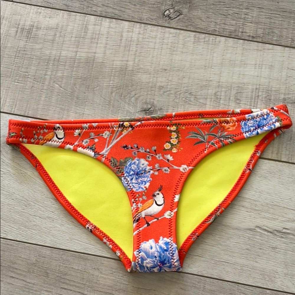 Triangl Swimwear Floral Bikini Bottom - Orange and Yellow